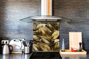 Toughened glass backsplash – Art glass design printed glass splashback NBS11 Tropical Leaves Series: Precious leaves