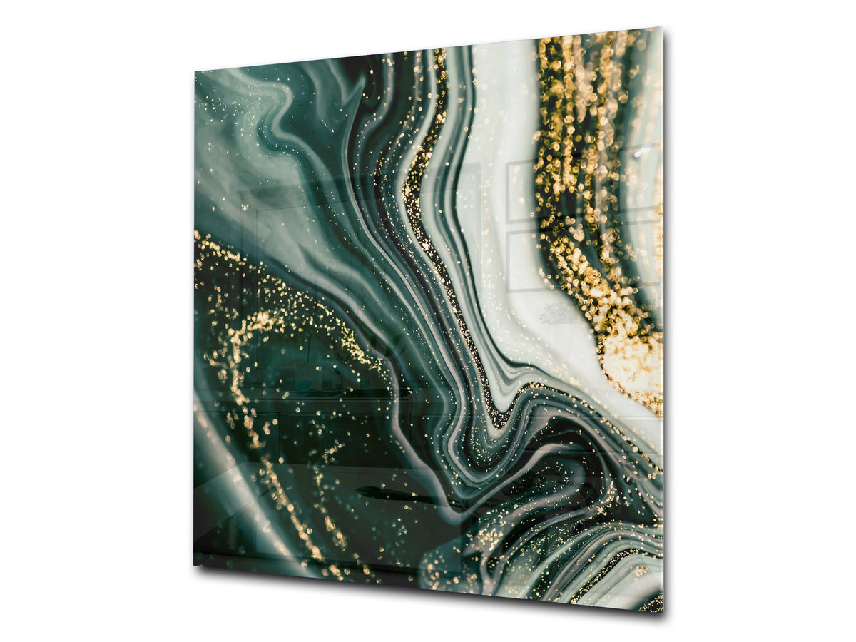 Glass kitchen backsplash – Tempered Glass splashback – Photo backsplash NBS03 Colourful abstractions Series: Mesmerising golden powder