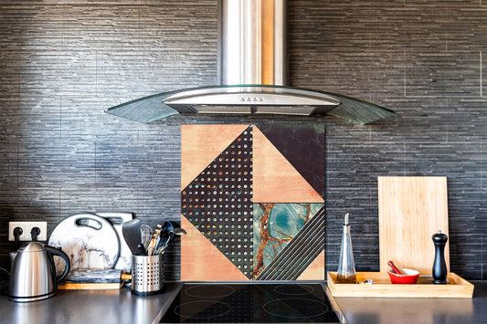 Printed tempered glass backsplash – Glass kitchen splashback NBS06 Textures and tiles 2 Series: Diverse tile pattern