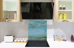 Unique Glass kitchen panel – Tempered Glass backsplash – Art design Glass Upstand NBS02  Marbles 2 Series: Water-like marble