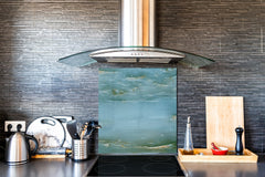 Unique Glass kitchen panel – Tempered Glass backsplash – Art design Glass Upstand NBS02  Marbles 2 Series: Water-like marble