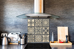 Stunning printed Glass backsplash – Tempered glass kitchen wall panel NBS07 Vintage leaves and patterns Series: Sculpted mosaic pattern