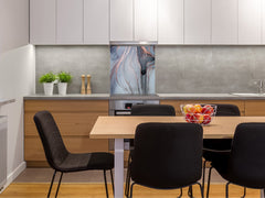 Glass kitchen backsplash – Tempered Glass splashback – Photo backsplash NBS03 Colourful abstractions Series: Abstract golden veins