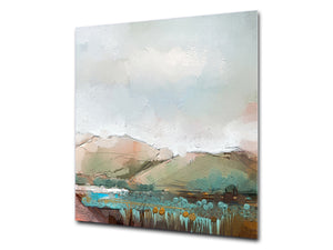 Printed Tempered glass wall art – Glass kitchen backsplash NBS12 Paintings Series: Delicate landscape