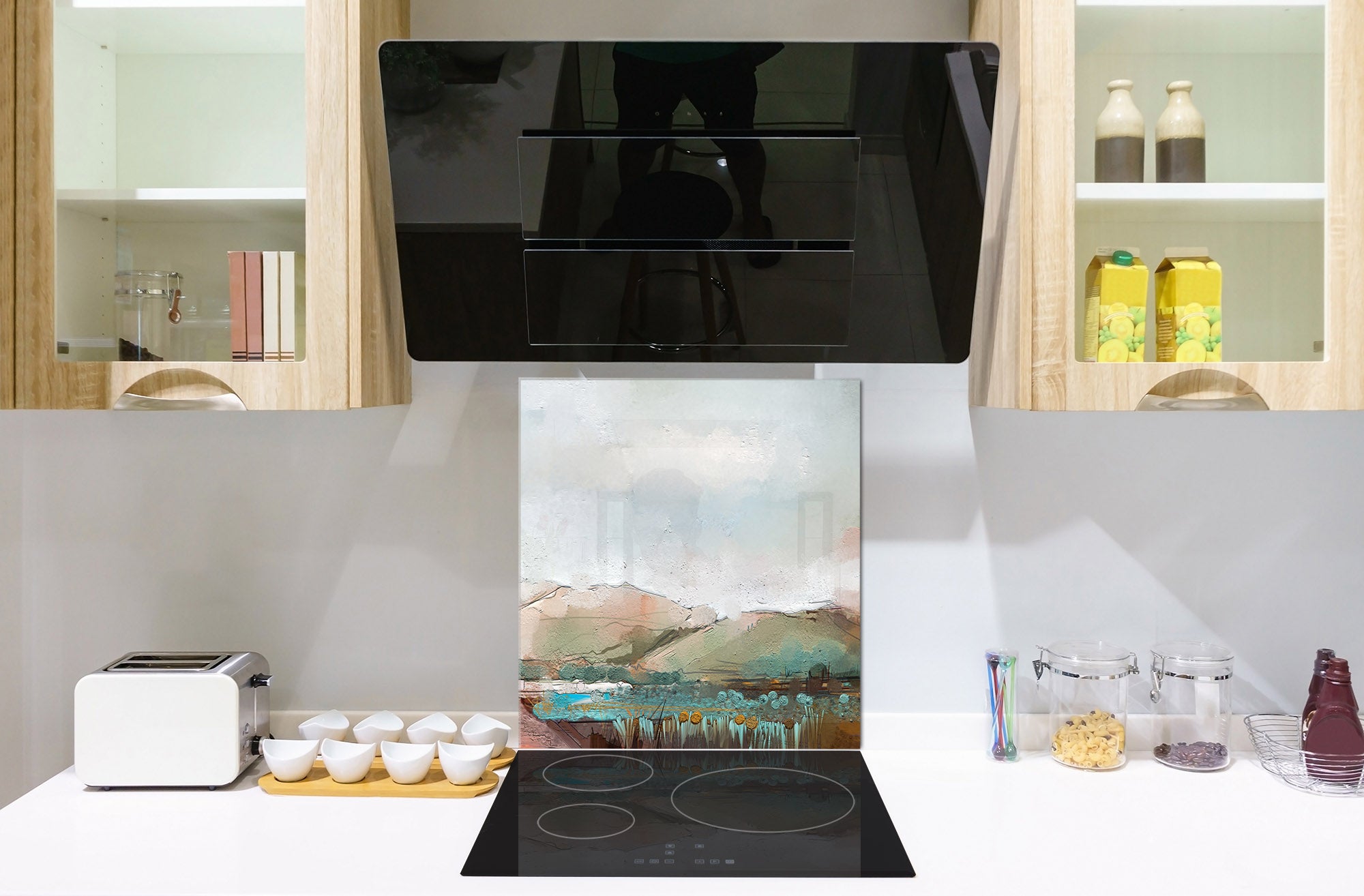 Printed Tempered glass wall art – Glass kitchen backsplash NBS12 Paintings Series: Delicate landscape