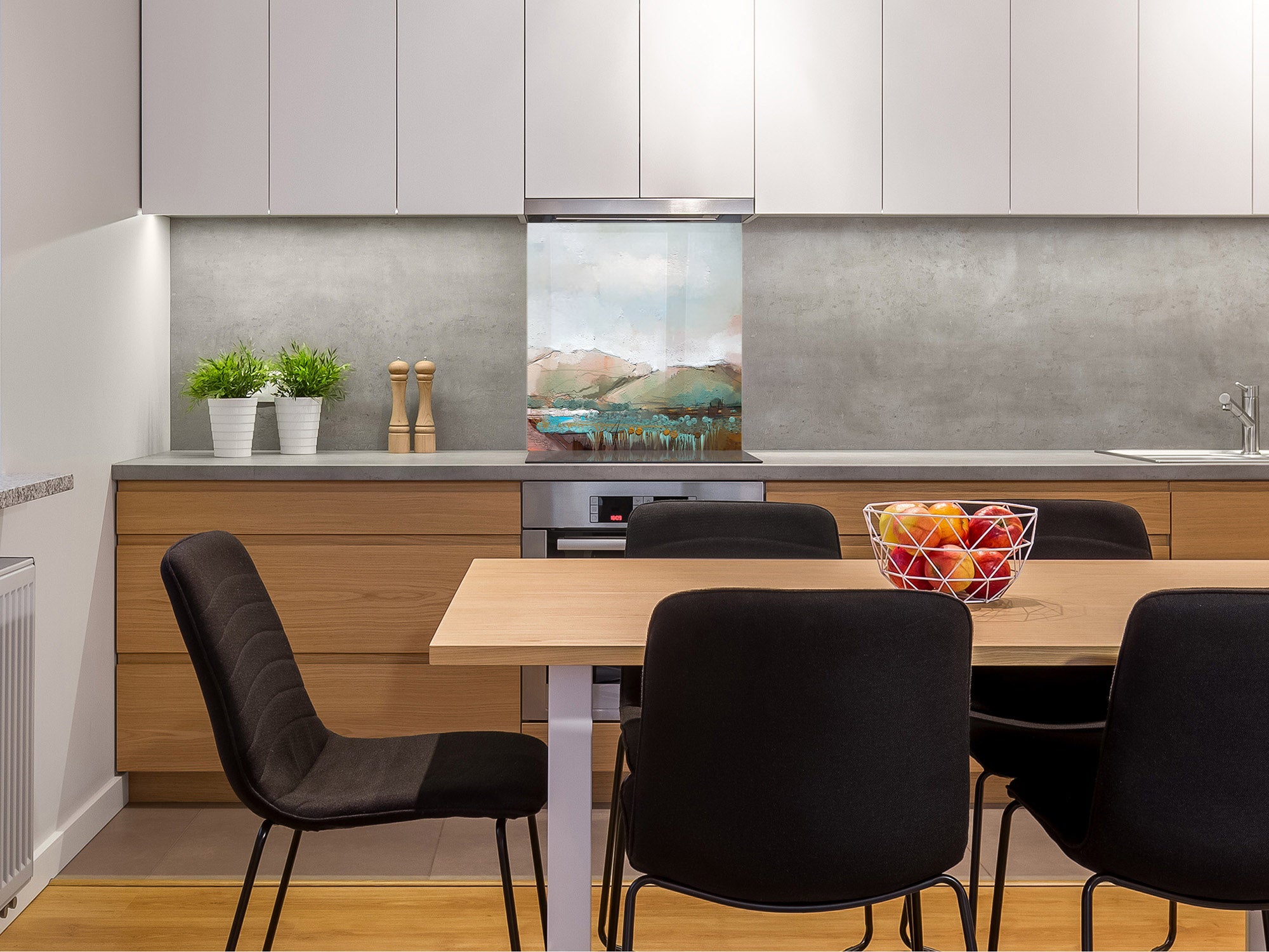 Printed Tempered glass wall art – Glass kitchen backsplash NBS12 Paintings Series: Delicate landscape