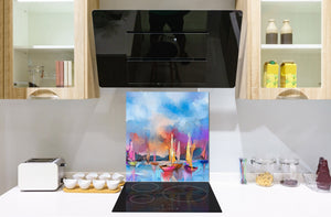 Printed Tempered glass wall art – Glass kitchen backsplash NBS12 Paintings Series: Impressionist seascape