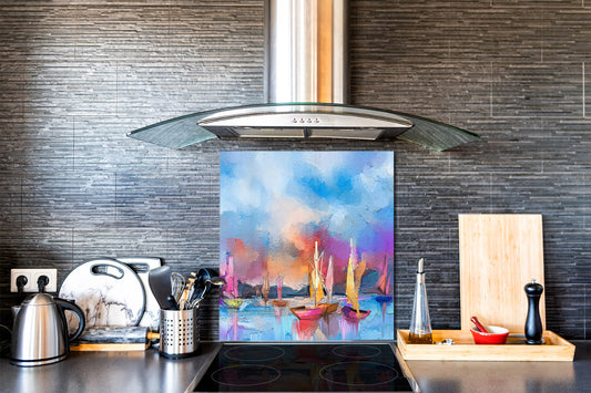 Printed Tempered glass wall art – Glass kitchen backsplash NBS12 Paintings Series: Impressionist seascape