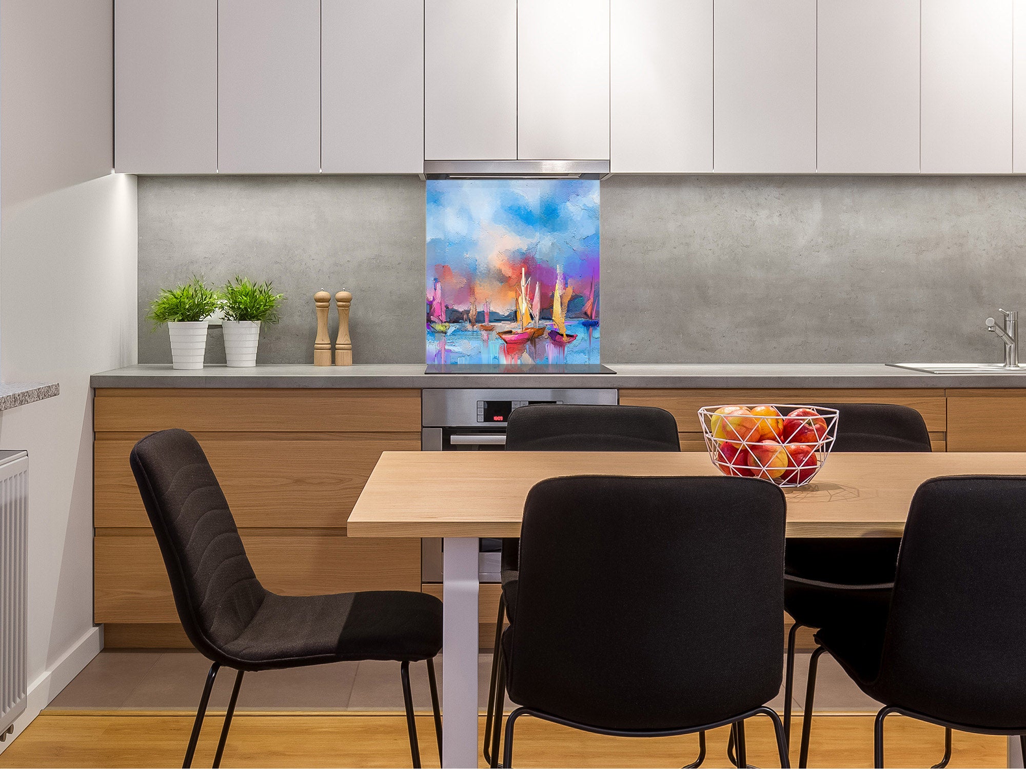 Printed Tempered glass wall art – Glass kitchen backsplash NBS12 Paintings Series: Impressionist seascape