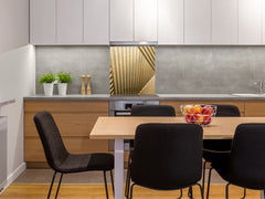 Stylish Tempered glass backsplash – Glass kitchen splashback – Glass upstand NBS08 Golden Waves Series: Golden art deco