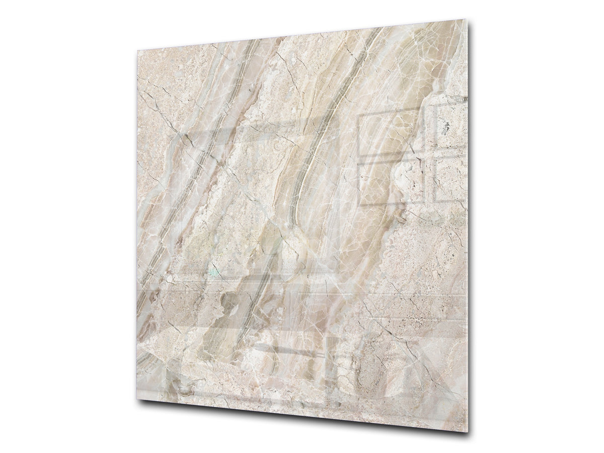 Unique Glass kitchen panel – Tempered Glass backsplash – Art design Glass Upstand NBS02 Marbles 2 Series: Beige breccia marble