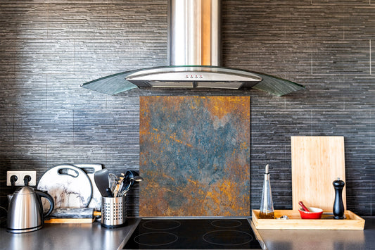 Toughened glass backsplash – Art glass design printed glass splashback NBS04 Rusted textures Series: Oxidized colorful surface