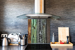 Printed tempered glass backsplash – Glass kitchen splashback NBS06 Textures and tiles 2 Series: Rustic colourful wood