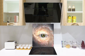 Printed tempered glass backsplash – Glass kitchen splashback NBS13 Abstract Graphics Series: Eye in midst of galaxy