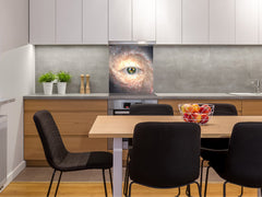 Printed tempered glass backsplash – Glass kitchen splashback NBS13 Abstract Graphics Series: Eye in midst of galaxy