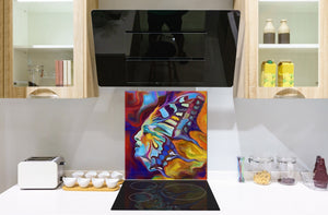 Printed Tempered glass wall art – Glass kitchen backsplash NBS12 Paintings Series: Abstract human portrait