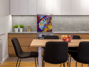 Printed Tempered glass wall art – Glass kitchen backsplash NBS12 Paintings Series: Abstract human portrait