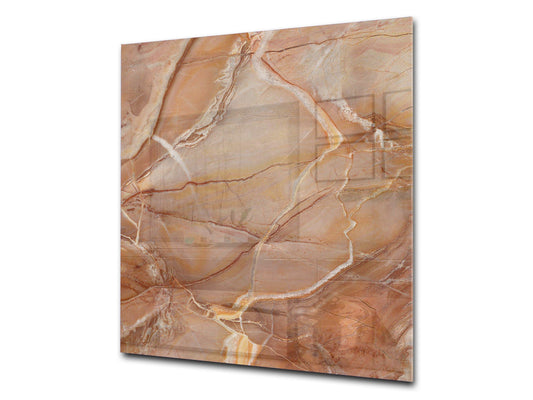 Unique Glass kitchen panel – Tempered Glass backsplash – Art design Glass Upstand NBS02 Marbles 2 Series: Brown marble pattern