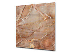 Unique Glass kitchen panel – Tempered Glass backsplash – Art design Glass Upstand NBS02 Marbles 2 Series: Brown marble pattern