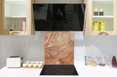 Unique Glass kitchen panel – Tempered Glass backsplash – Art design Glass Upstand NBS02 Marbles 2 Series: Brown marble pattern