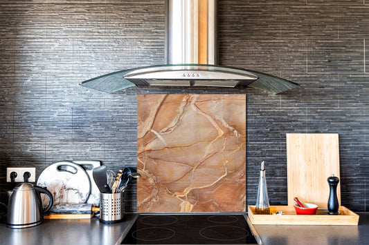 Unique Glass kitchen panel – Tempered Glass backsplash – Art design Glass Upstand NBS02 Marbles 2 Series: Brown marble pattern