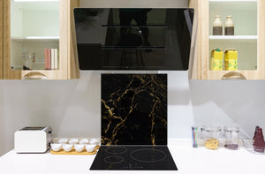 Unique Glass kitchen panel – Tempered Glass backsplash – Art design Glass Upstand NBS02 Marbles 2 Series: Golden patterns