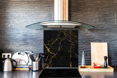 Unique Glass kitchen panel – Tempered Glass backsplash – Art design Glass Upstand NBS02 Marbles 2 Series: Golden patterns