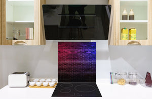 Printed Tempered glass wall art – Glass kitchen backsplash NBS05 Textures and tiles 1 Series: Blue and pink neon wall