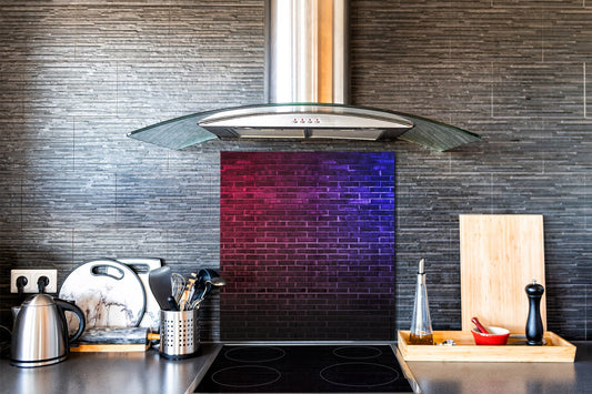 Printed Tempered glass wall art – Glass kitchen backsplash NBS05 Textures and tiles 1 Series: Blue and pink neon wall
