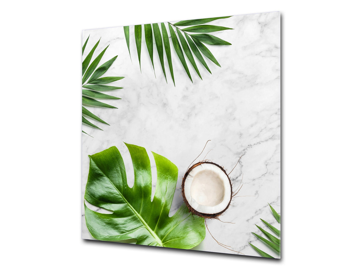 Toughened glass backsplash – Art glass design printed glass splashback NBS11 Tropical Leaves Series: Summer concept