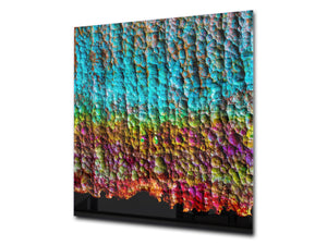 Toughened glass backsplash – Art glass design printed glass splashback NBS04 Rusted textures Series: Oxidized copper abstraction