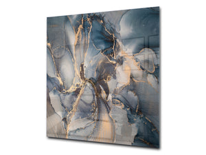 Glas Küchenrückwand – Hartglas-Rückwand – Foto-Rückwand BS12 Weiße und graue Texturen: Geometry Squares 2