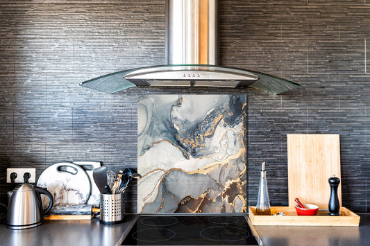 Glass kitchen backsplash – Tempered Glass splashback – Photo backsplash NBS03 Colourful abstractions Series: Artistic mixture of paints