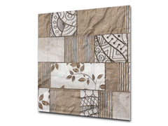 Printed tempered glass backsplash – Glass kitchen splashback NBS06 Textures and tiles 2 Series: Sculpted tile texture