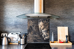 Printed tempered glass backsplash – Glass kitchen splashback NBS13 Abstract Graphics Series: Buddha digital art