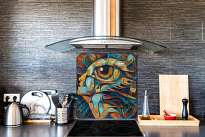 Printed Tempered glass wall art – Glass kitchen backsplash NBS12 Paintings Series: Inner eye