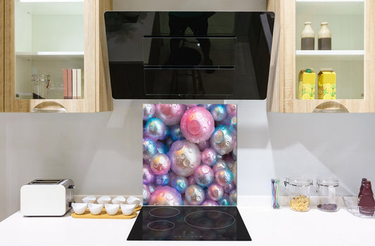 Unique Glass kitchen panel – Tempered Glass backsplash – Art design Glass Upstand NBS09 Colourful Variety Series: Shiny pearls 1