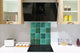 Printed Tempered glass wall art – Glass kitchen backsplash NBS05 Textures and tiles 1 Series: Green vintage ceramic tiles 3
