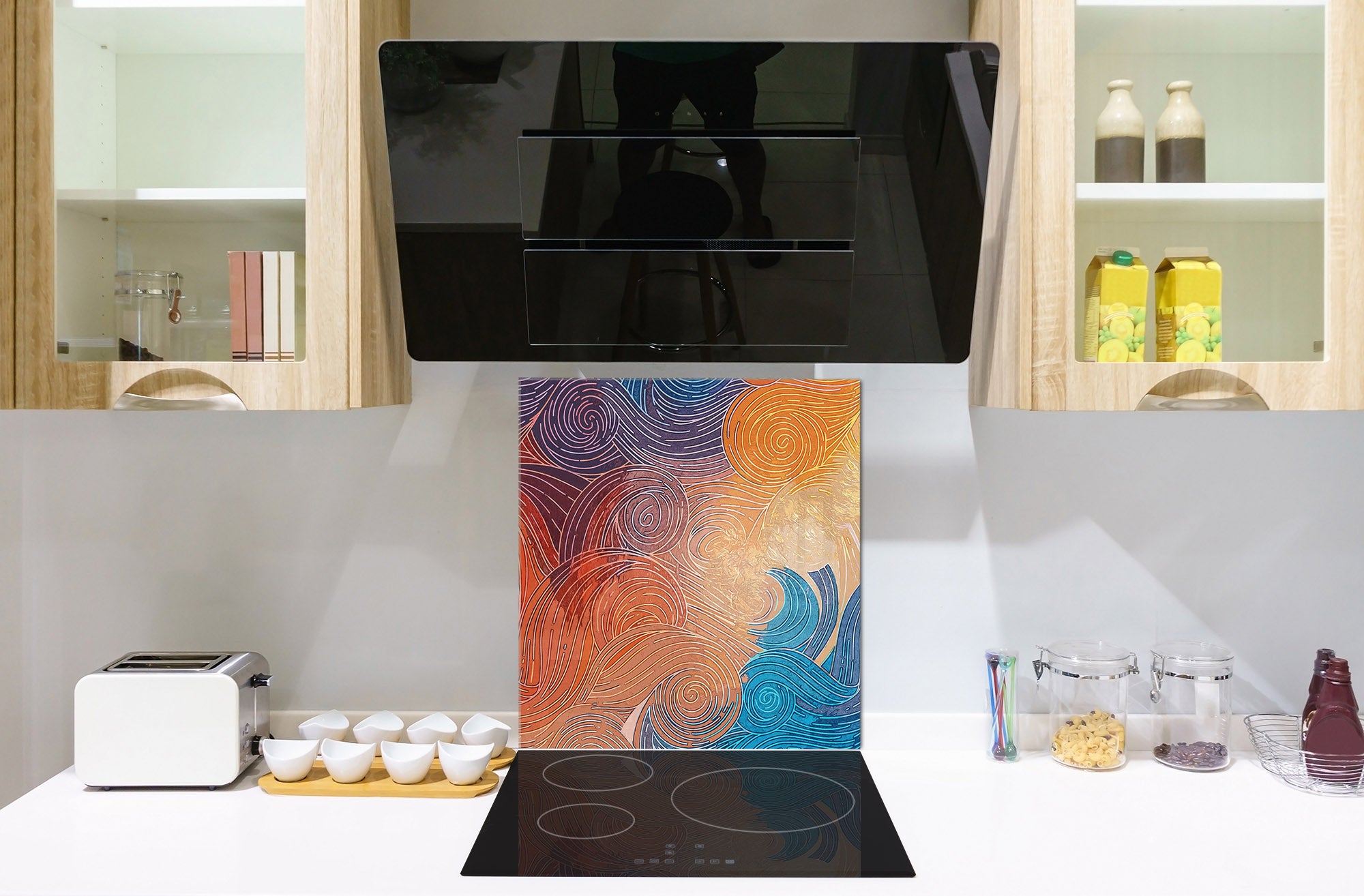 Printed Tempered glass wall art – Glass kitchen backsplash NBS12 Paintings Series: Impressionist sky 2