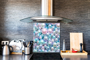 Unique Glass kitchen panel – Tempered Glass backsplash – Art design Glass Upstand NBS09 Colourful Variety Series: Shiny pearls 2