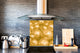 Unique Glass kitchen panel – Tempered Glass backsplash – Art design Glass Upstand NBS09 Colourful Variety Series: Golden pearls