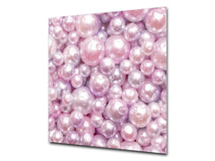 Unique Glass kitchen panel – Tempered Glass backsplash – Art design Glass Upstand NBS09 Colourful Variety Series: Pink pearls