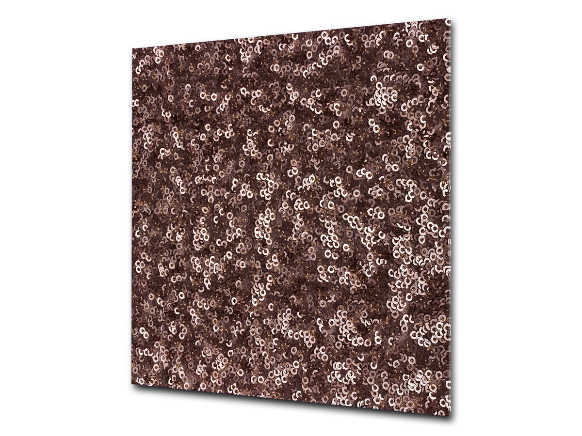 Unique Glass kitchen panel – Tempered Glass backsplash – Art design Glass Upstand NBS09 Colourful Variety Series: Gold brown sequins