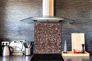 Unique Glass kitchen panel – Tempered Glass backsplash – Art design Glass Upstand NBS09 Colourful Variety Series: Gold brown sequins