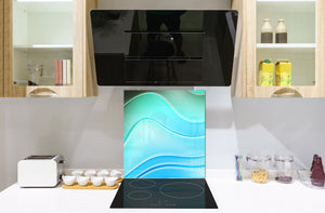 Unique Glass kitchen panel – Tempered Glass backsplash – Art design Glass Upstand NBS09 Colourful Variety Series: Colourful wavy pattern