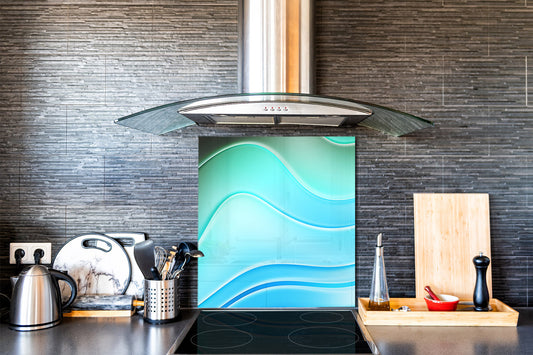 Unique Glass kitchen panel – Tempered Glass backsplash – Art design Glass Upstand NBS09 Colourful Variety Series: Colourful wavy pattern