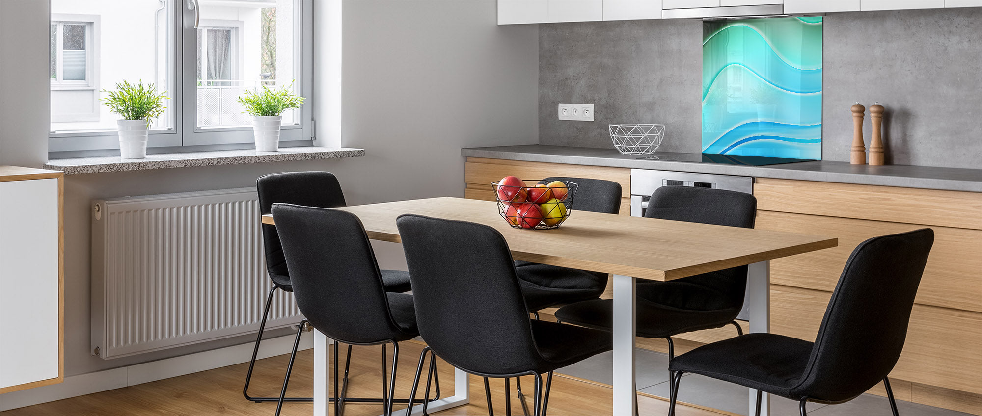 Unique Glass kitchen panel – Tempered Glass backsplash – Art design Glass Upstand NBS09 Colourful Variety Series: Colourful wavy pattern