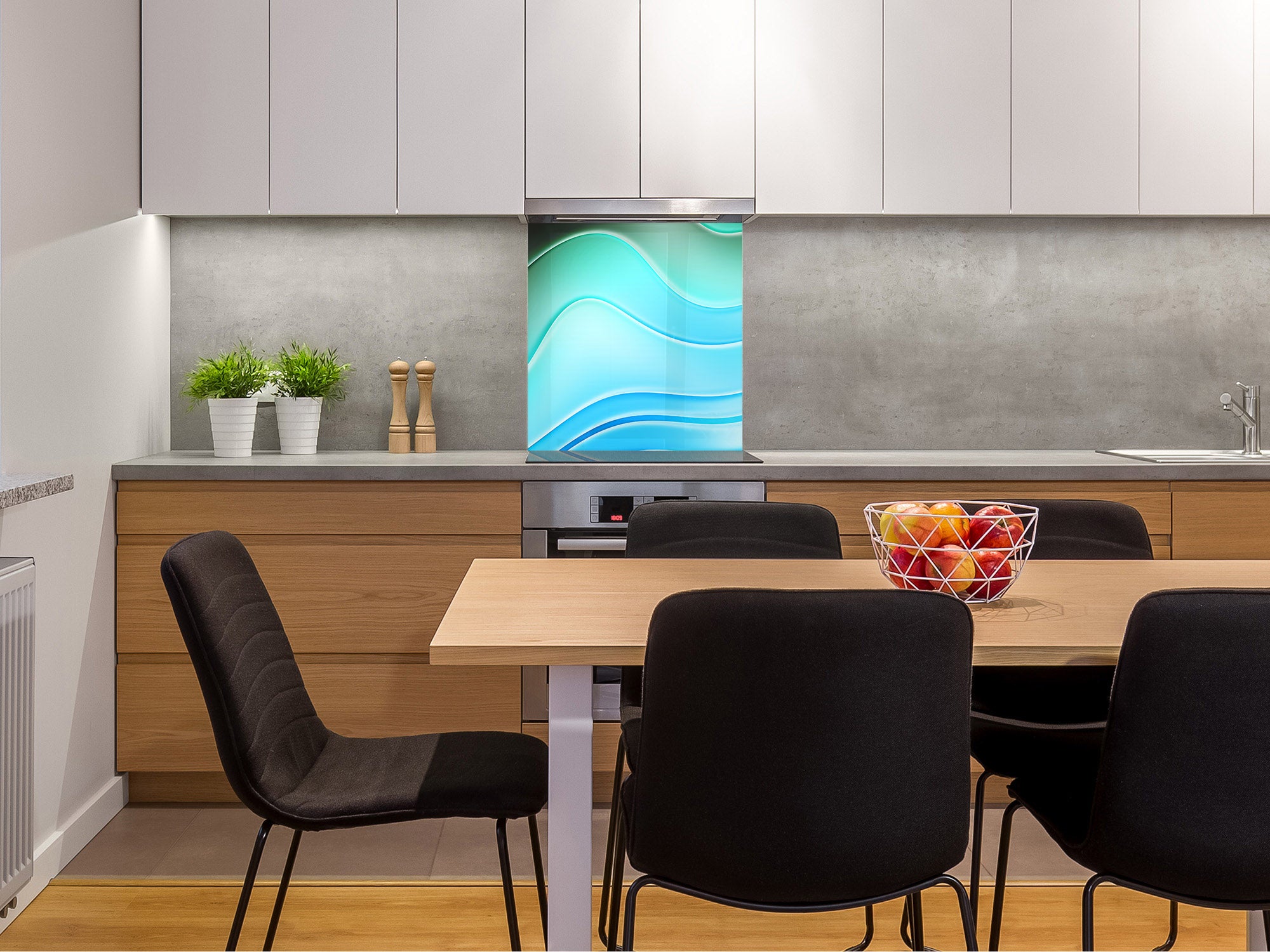 Unique Glass kitchen panel – Tempered Glass backsplash – Art design Glass Upstand NBS09 Colourful Variety Series: Colourful wavy pattern