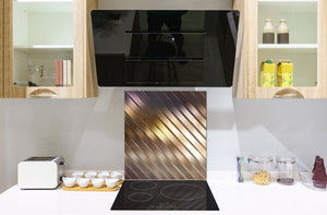 Stylish Tempered glass backsplash – Glass kitchen splashback – Glass upstand NBS08 Golden Waves Series: Elegant golden background