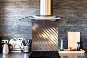Stylish Tempered glass backsplash – Glass kitchen splashback – Glass upstand NBS08 Golden Waves Series: Elegant golden background